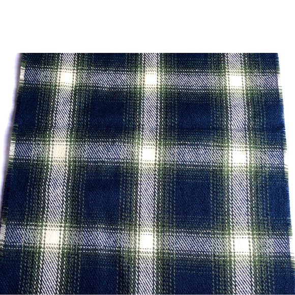 NEW OLD NAVY Plaid Neck Scarf Fringed Hems Blue Green 76” x 13” Men’s UNISEX - Picture 3 of 12
